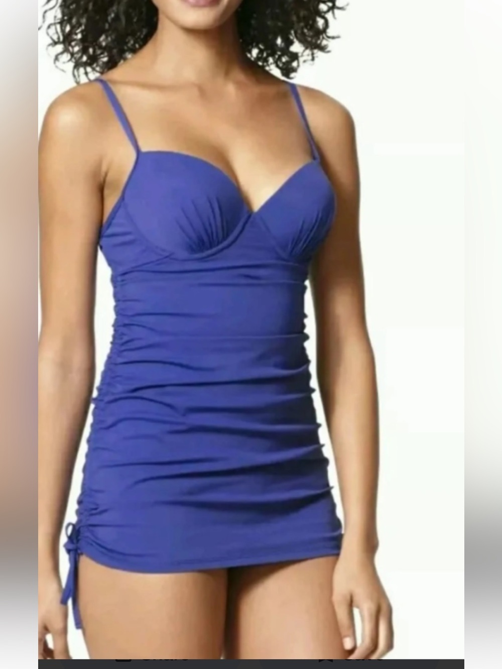 Spanx Love Your Assets Padded Push Up Swim Dress Blue Size M.